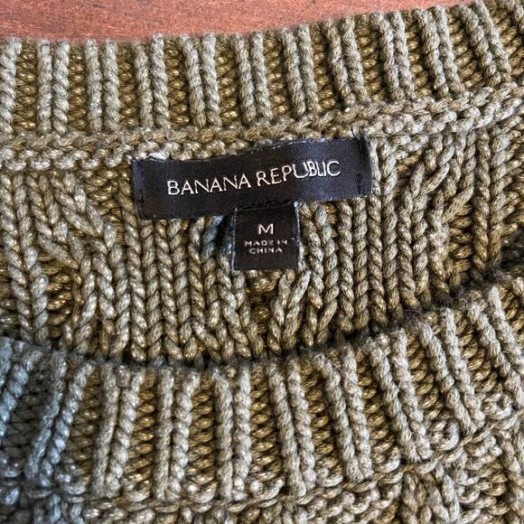 Banana Republic Women's Chunky Cable Knit Sweater Boat Neck Cotton Blend Medium - Picture 4 of 8